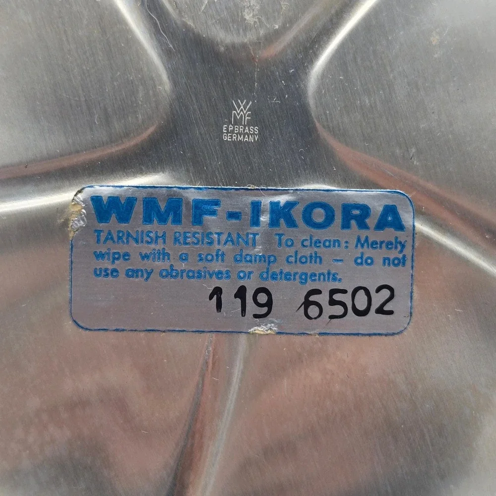 Vintage 1960s WMF Ikora Silver Plated Laurel Leaf Footed Bowl 10.5" MCM Germany - Picture 4 of 15